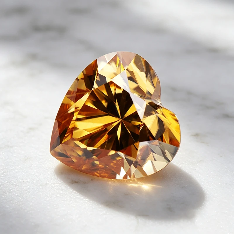Moissanit-Stein Herzschliff Champagnerfarbe Anhänger Edelstein für DIY Schmuckherstellung Materialien Besteht Diamanttester mit Zertifikat – Detail 3