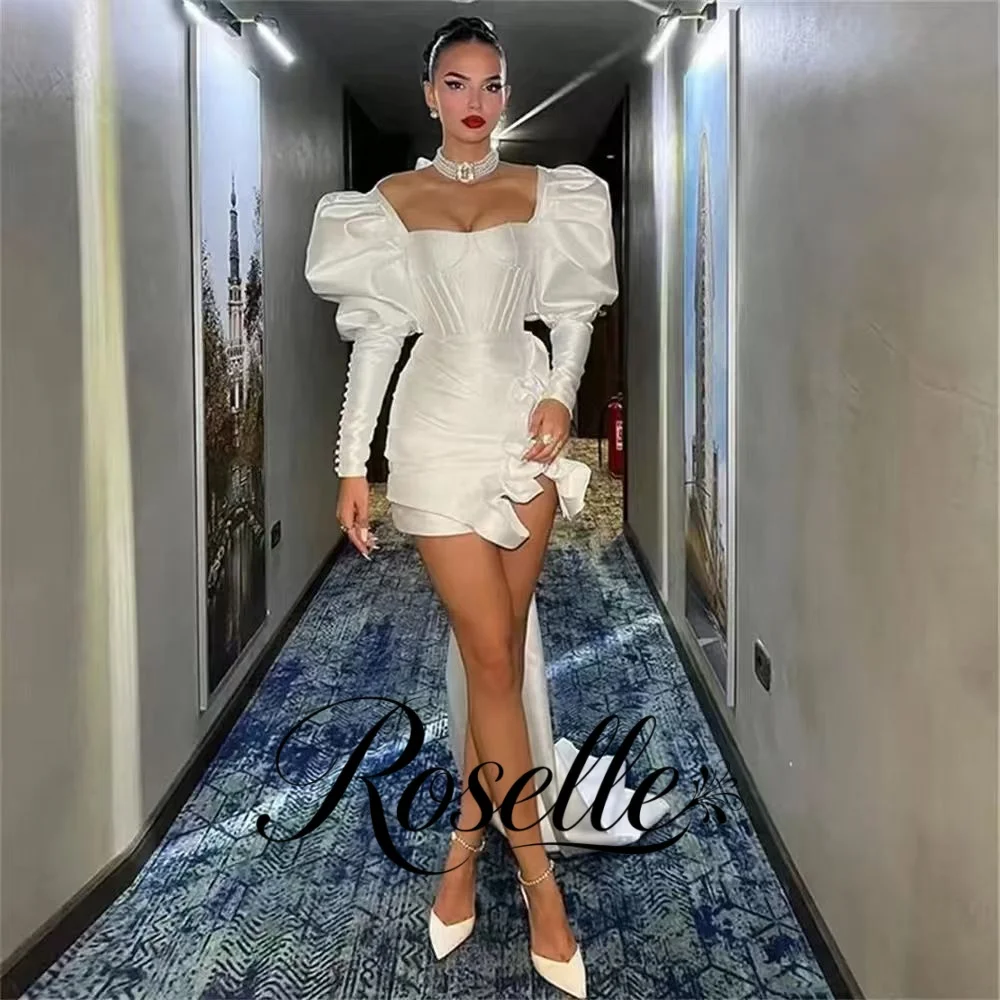 Sexy White Sheath Wedding Dresses for Women Mermaid Long Sleeves Square Neck Arabia Party Dress Women Customized 2026