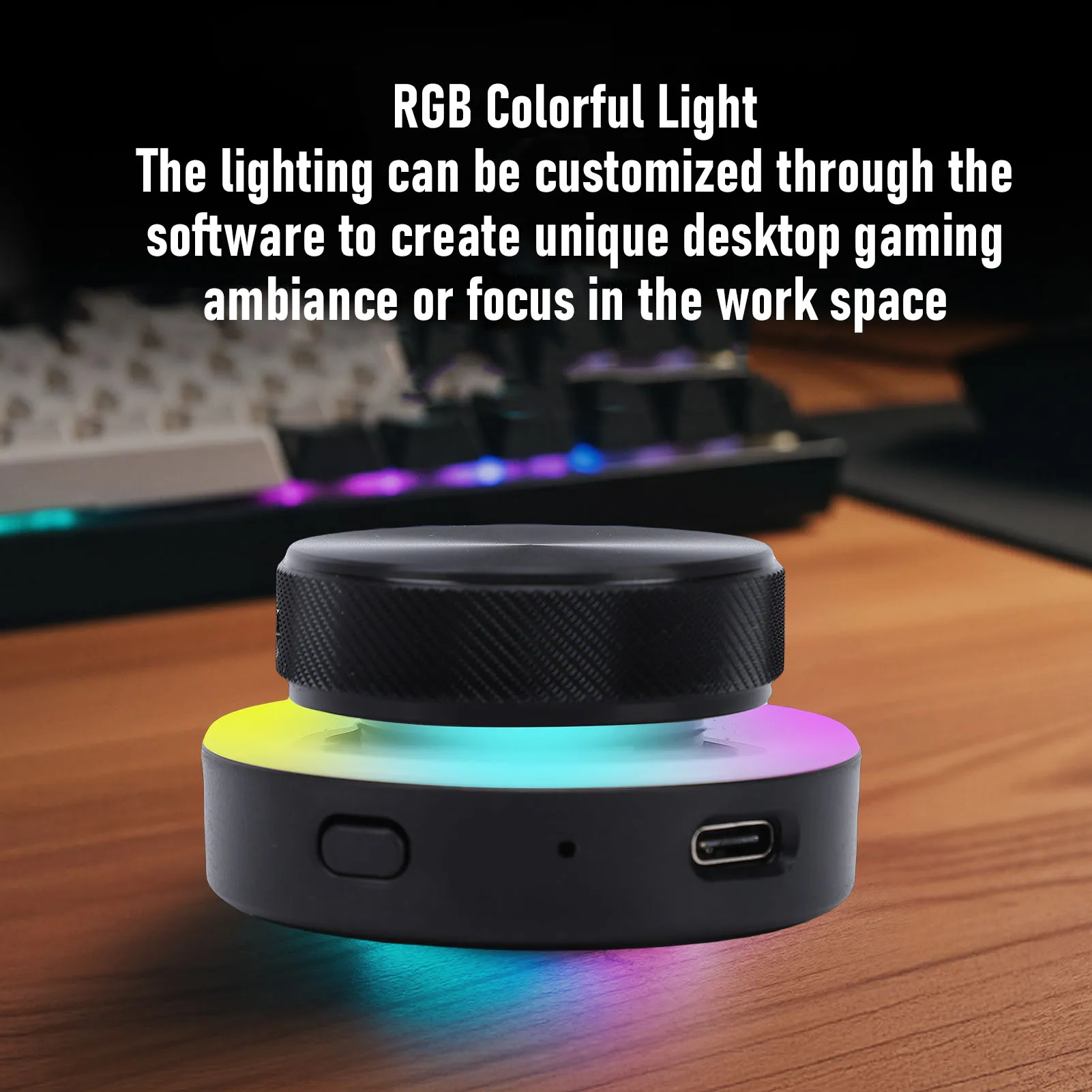 【New】2.4G Customizable Knob Controller BT USB C Connection Volume Control Knob with RGB Light for PC Phone Tablet Laptop