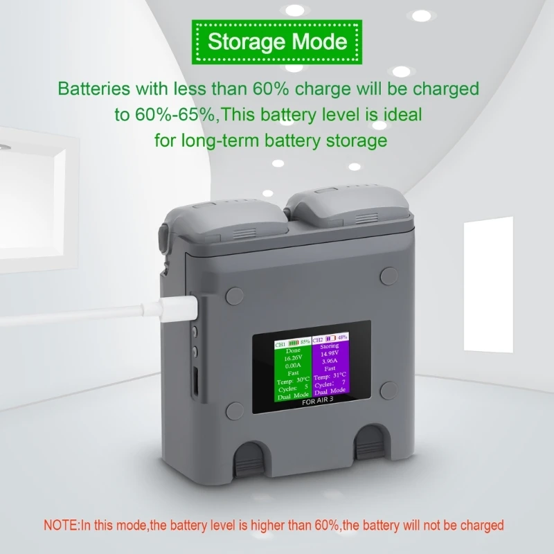 Description Picture 5 of itemTwo Way Battery Charging Hubs Quick for Air 3 Drones 2Batteries Charging Hubs Two Woking Modes Storage &Charging