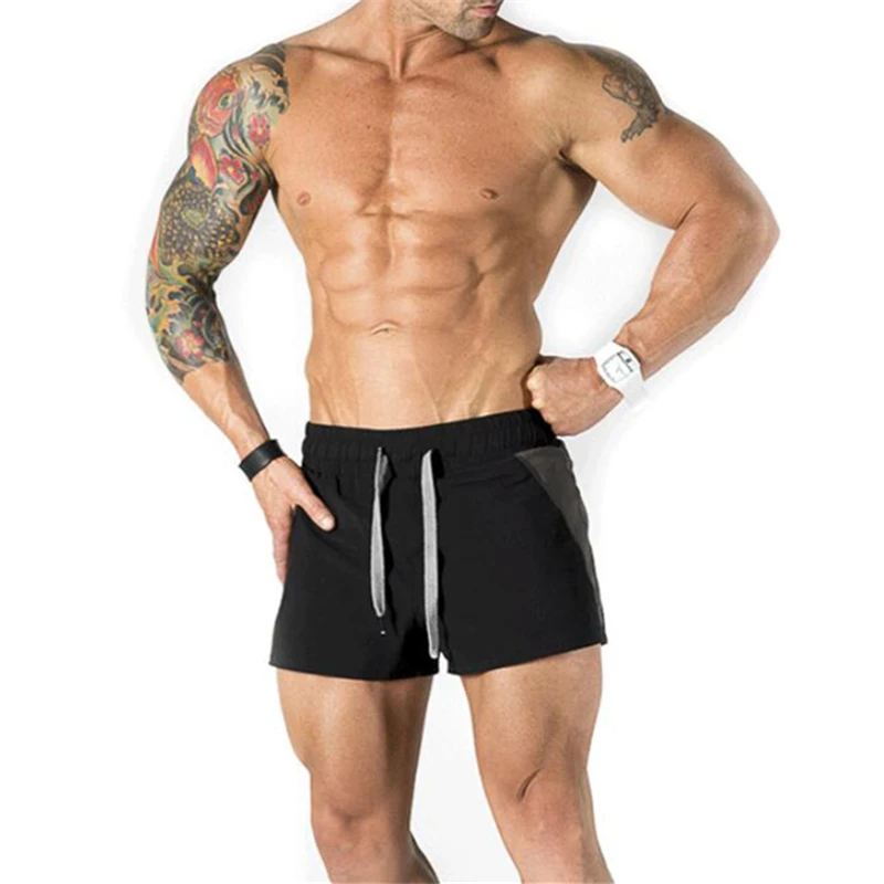 Muscleguys Summer Beach Shorts Mens Gym Fitness Bodybuilding Breathable Quick Dry Sweat Shorts Casual Joggers Short Pants