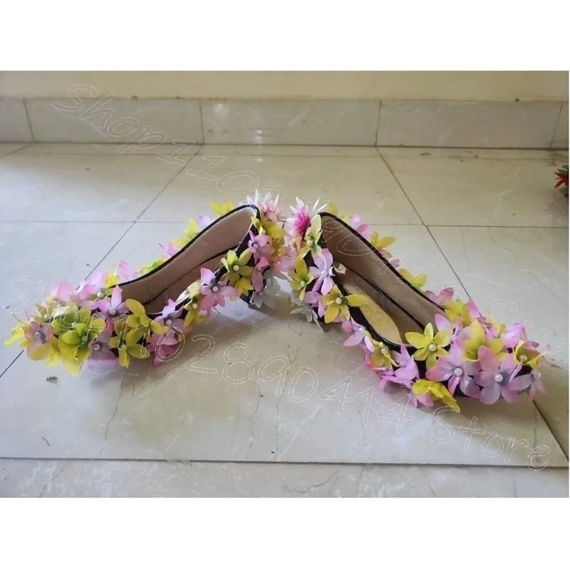 

Colorful Faux Gardenia Pointed Toe Pumps Slip On Women Shoes Thin High Heels New Party Banquet Dating 2026 Zapatos Para Mujere