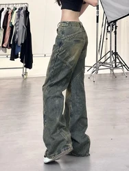 Neues Design Denim Hose mit weitem Bein und hoher Taille Mode in voller Länge Jeans zeigen dünne klassische Hosen koreanische Retro-Trend Streetwear