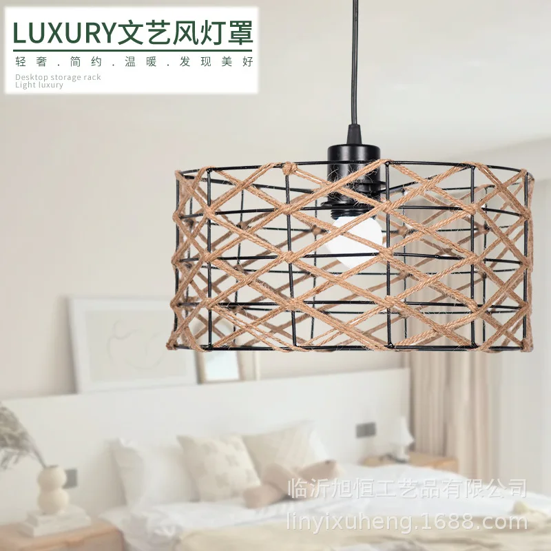 Sombra luminária abajur pingente chique capa boho tecido luz lâmpada criativa iluminação artística papel exclusivo artesanal decorativo