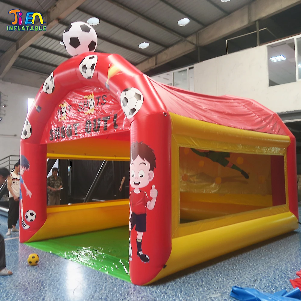 free air ship to door,5x3x4m popular giant outdoor inflatable soccer shooting sports games/ inflatable football soccer goal post