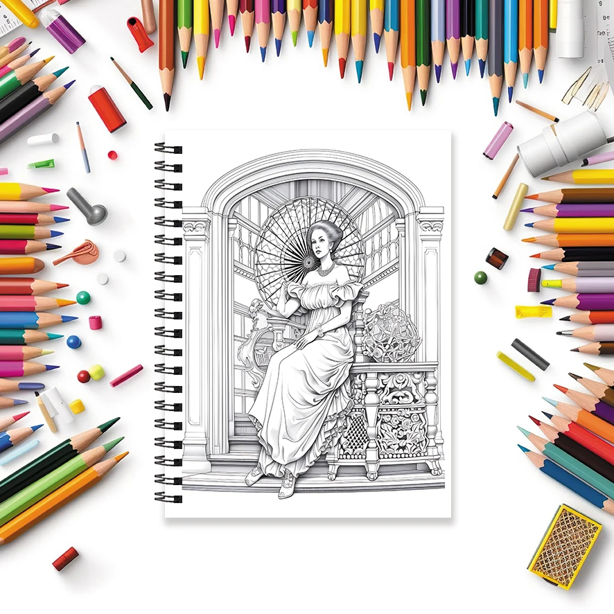 Adult Coloring Book - 8.3x 11.2 Inch 32 Pages Elegant Ladies Coloring Book - Helps Reduce Stress and Ease Emotions