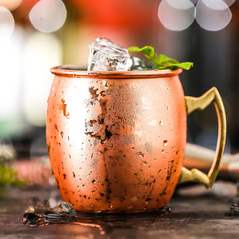 Wine Cup Moscow Mule Cup 304 Stainless Steel Hammer Point Polished Copper Plated Black Cocktail Cup Whiskey Glass Beer Stein