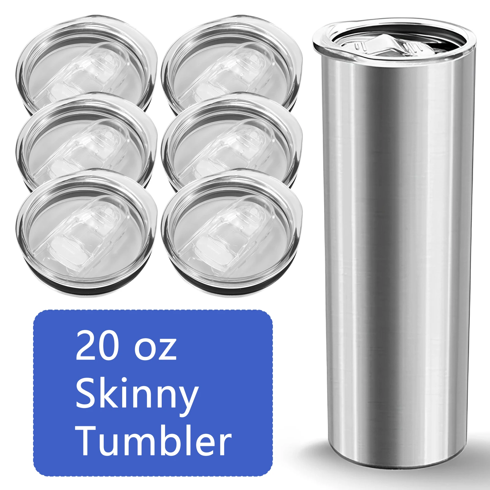 12/6pcs 20oz Tumbler Sealing Lid Leak-Proof Cup Cover Clear Cup Lid Skinny Water Bottle Thermos Travel Mug Antifouling Cup Cap