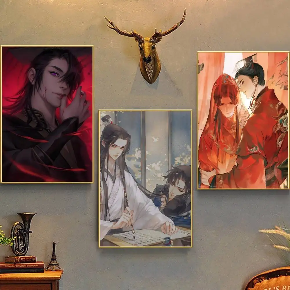 The Husky And His White Cat Shizun Anime Poster Self-adhesive Art Waterproof Paper Sticker Coffee House Bar Room Wall Decor