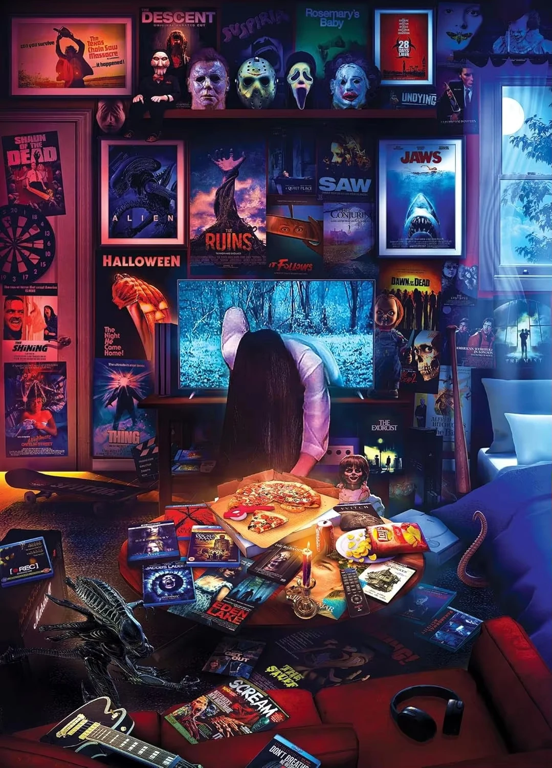 500/1000Pcs Puzzle Horrors and Scary Movies Jigsaw Puzzle for Gameroom Bedroom Livingroom Decor Family Fun Activity
