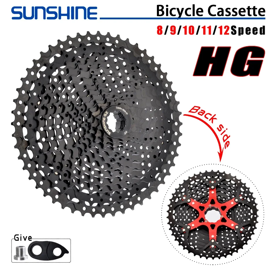 

Кассета SUNSHINE MTB 8/9/10/11/12 для структуры SHIMANO HG или скорости 40/42/46/50/52T, черная кассетная звездочка K7
