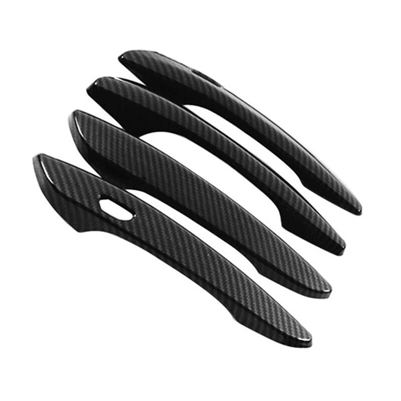 4Pcs Carbon Fiber Car Exterior Side Door Handle Frame Cover Trim For Mazda CX-30 CX30 2020 2021 2022