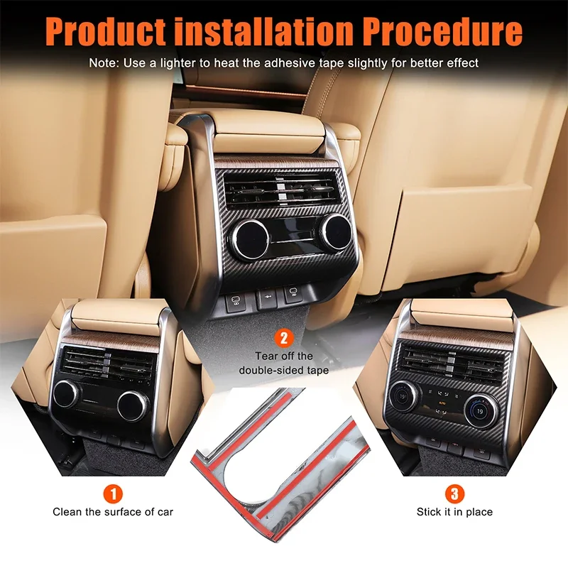 لاند روفر رينج روفر فوغ/سبورت 2023-2025 ABS ألياف الكربون الصف الخلفي تكييف الهواء تنفيس غطاء إطاري ملحقات السيارة #5