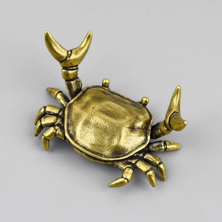 1/2Pcs Brass Weightlifting Crab Ornament Office Pen Holder Crafts Creative Jewelry