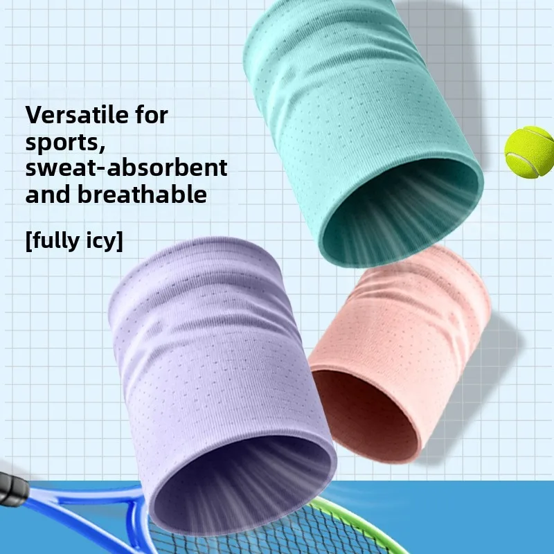 Ice Silk Ultra Thin Cooling Wrist Guard for Summer Sports Fitness Badminton Sweat Absorbing Breathable Wrist Cover Men Women