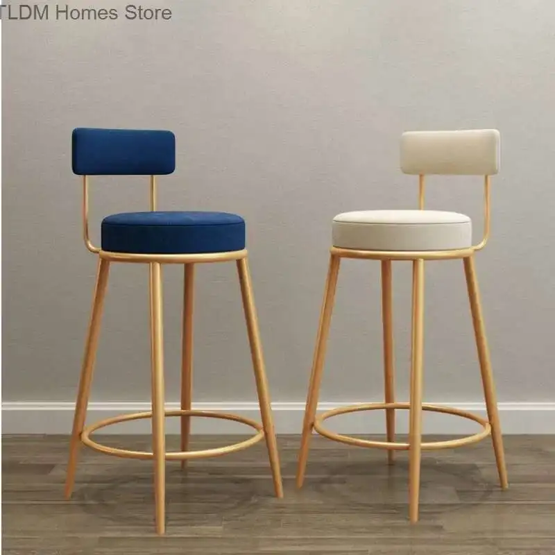 Moderno velluto Sedia da bar sgabelli alti da cucina Sedia da bar per la casa con schienale sgabelli in metallo INS sgabelli da bar altezza bancone mobili