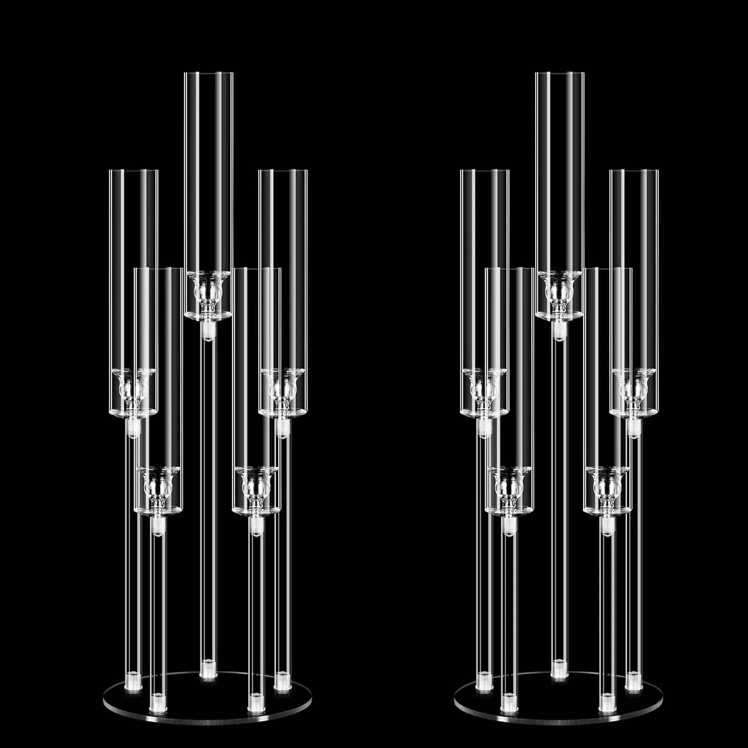 

2 шт. акриловые канделябры для свадьбы, 22,6 дюйма, 5 рук, подсвечники, держатель для вечеринки, дня рождения