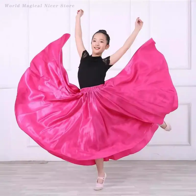 子供大人女の子ジプシーロングダンススカートベリーラテンフラメンコタンゴダンスパフォーマンスコスチューム360度マキシスカートダンサードレス