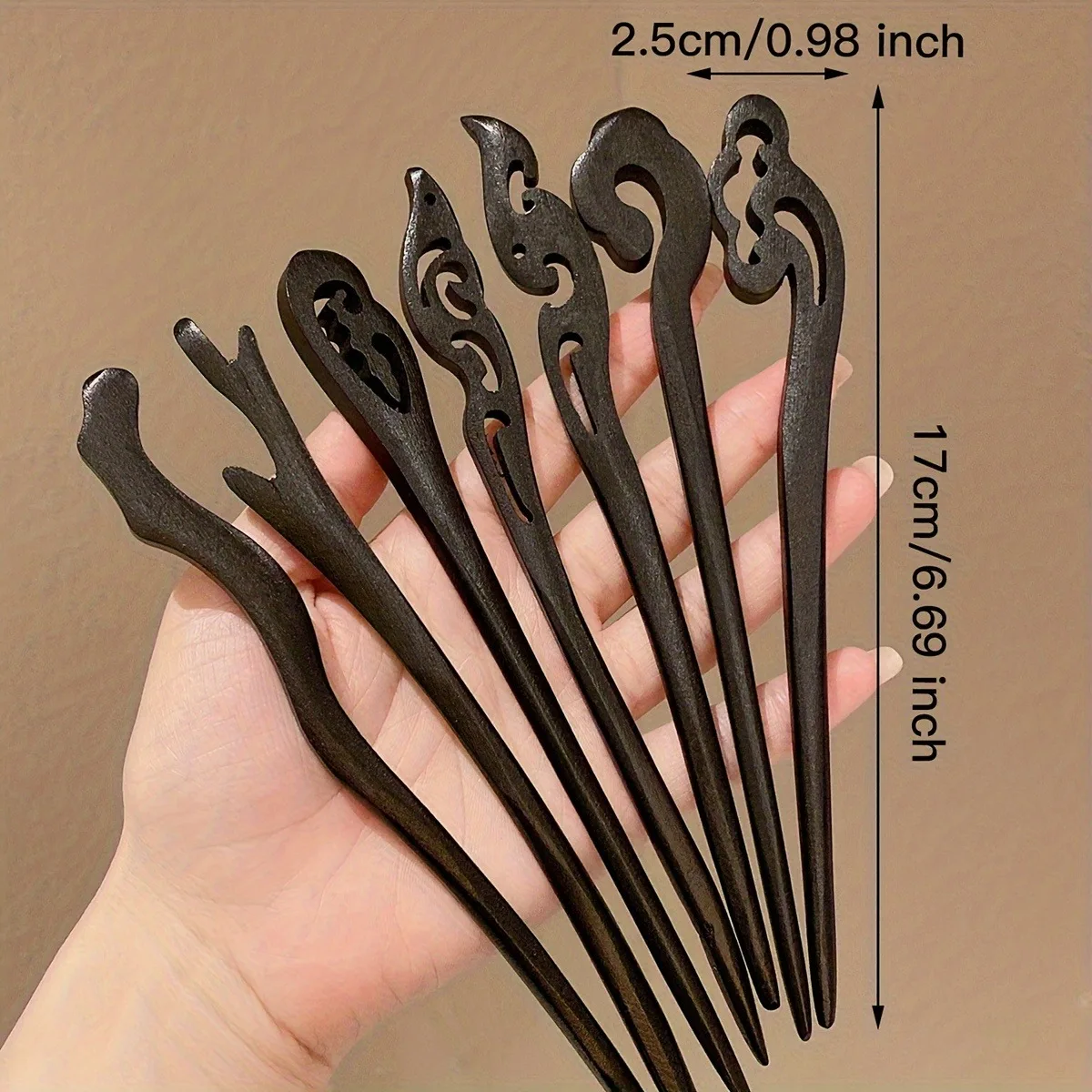 1pc Vintage Chinese Style Hair Accessory Wooden Sandalwood Hair Stick Disc Hair Tools Simple Women\'s Hair Accessory Hair Needle