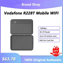 Vodafone R228T 4G LTE 라우터 무선 WiFi 휴대용 모뎀, 미니 야외 핫스팟 포켓 MiFi 150mbps, SIM 카드 슬롯 포함