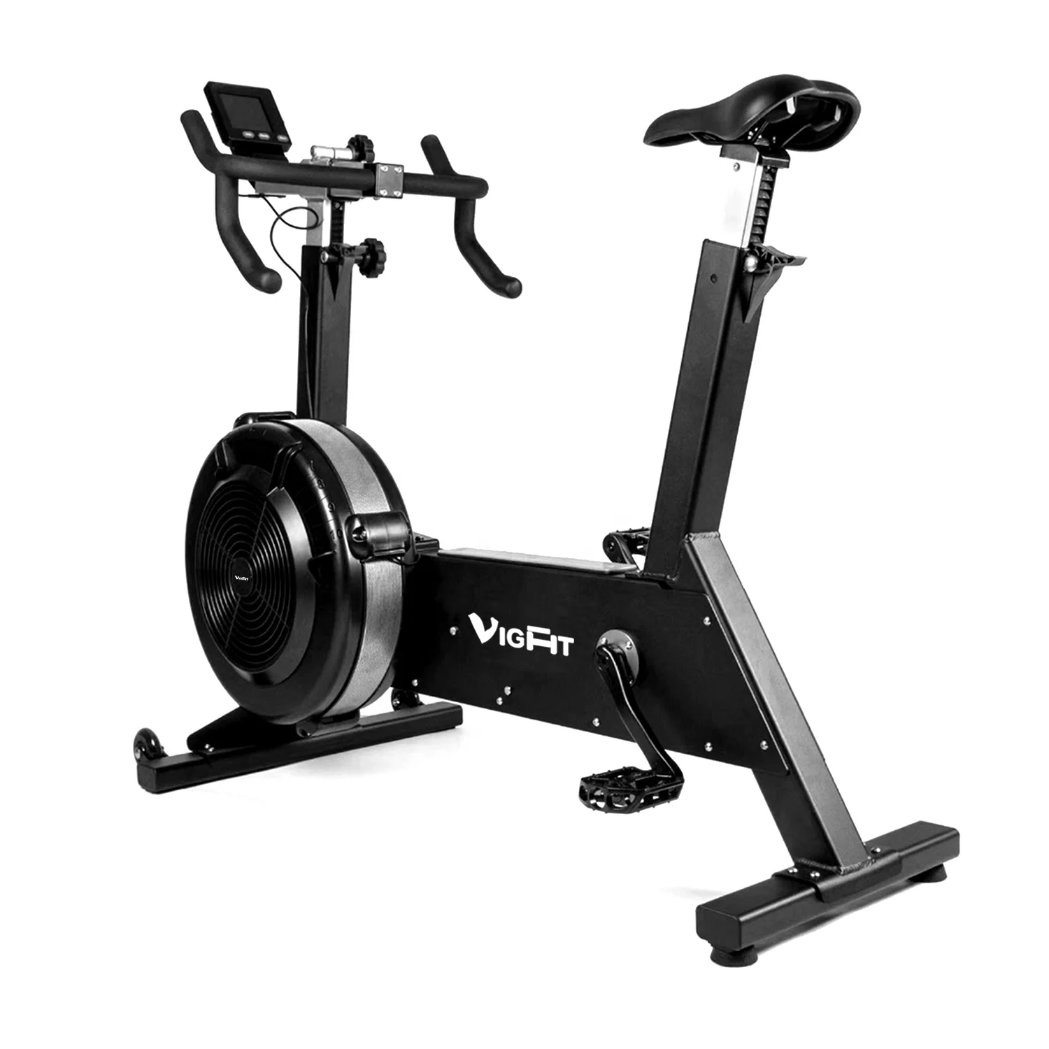 Exercise Bike Air Resistance Bicycle for Cardio Training with Flywheel, Adjustable Resistance&Seat Cushion and LCD Display