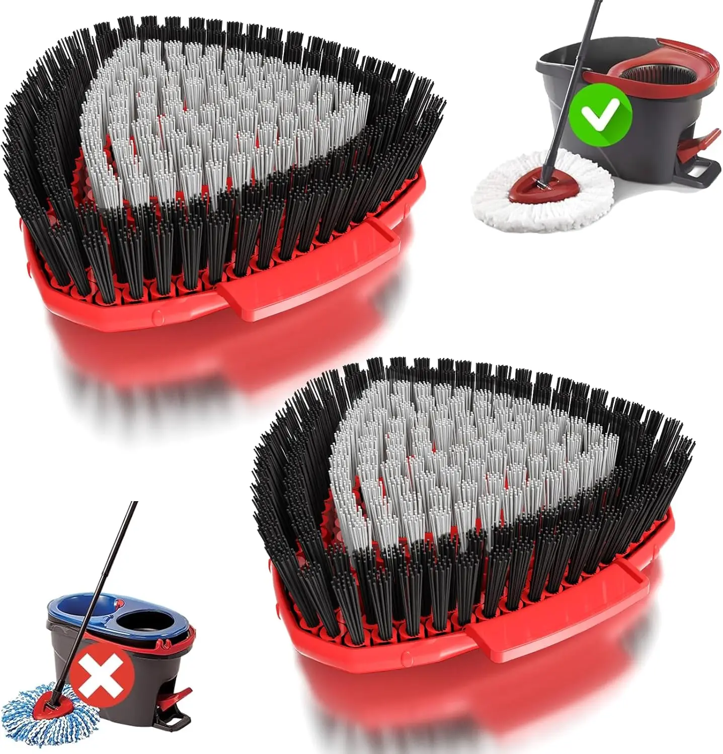 

Набор из 2 улучшенных сменных насадок для швабры с вращающейся насадкой, щетка с полной щетиной для уборки кухни, ванной комнаты и твердых полов