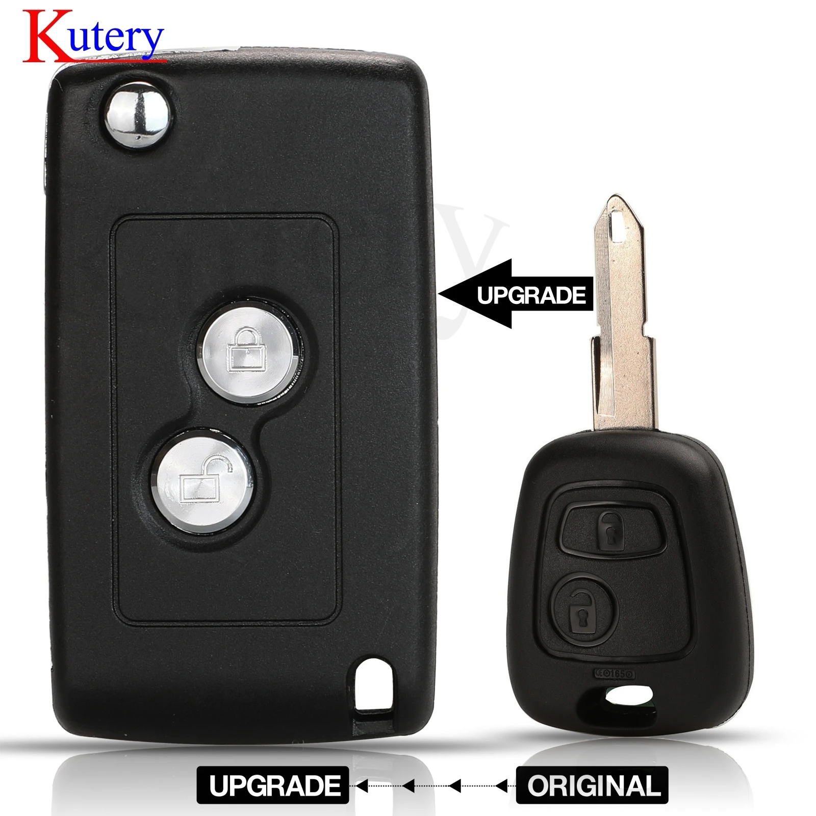 

jingyuqin Modified Upgrade Flip Remote Car Key Shell FOB For Peugeot 206 306 307 107 207 407 Partner With Uncut Key Blade