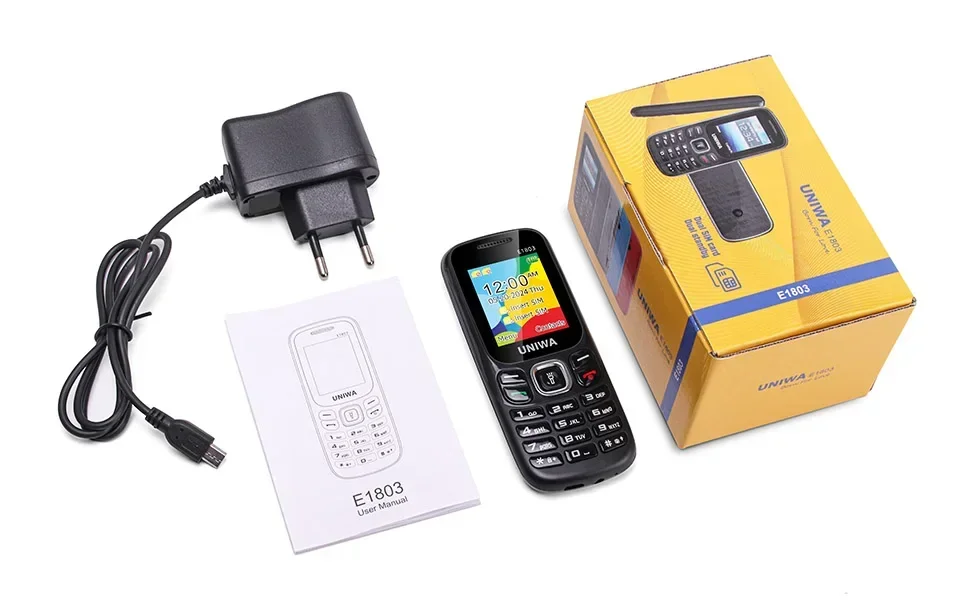 UNIWA E1803 2G Low Price Slim GSM Mini Mobile Phone Dual SIM T9 Keypad 800mAh Battery Wireless Radio Flashlight Phone For Elder