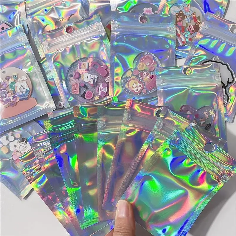 Laser Self Sealing Bag 20/50/100pcs Resealable Holographic Laser Bag Laser Ziplock Bag Gifts Jewelry Packing Bags Retail Bags