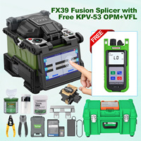 6 Motors Backbone Core Alignment Fiber Optic Fusion Splicer,4.3 Inch Touch Screen Display W/ FC-30 Cleaver +2-IN-1 KPV53 OPM+VFL