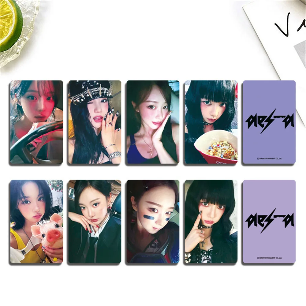 8 szt./zestaw KPOP Rich Man Album Fotokarty z członkami zespołu KARINA GISELLE NINGNING WINTER Dwustronne pocztówki Kolekcja dla fanów HD Karty LOMO