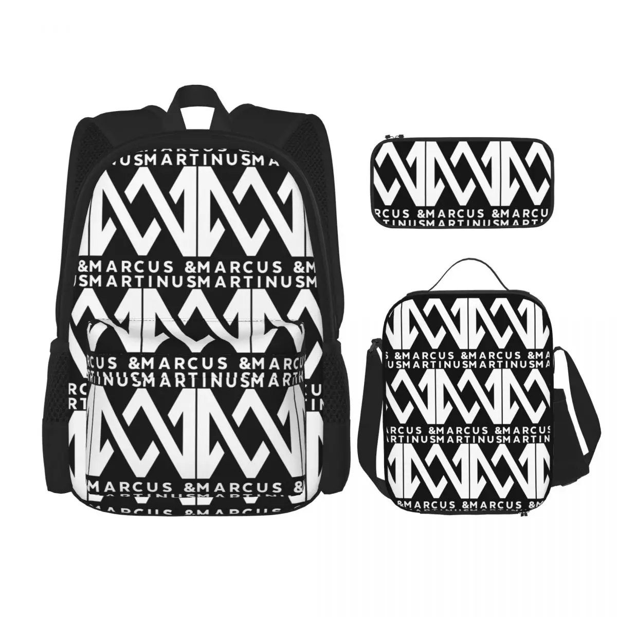 

Marcus Martinus Logo Backpacks Children Bookbag School Bags Rucksack Lunch Bag Pen Bag Three-Piece Set