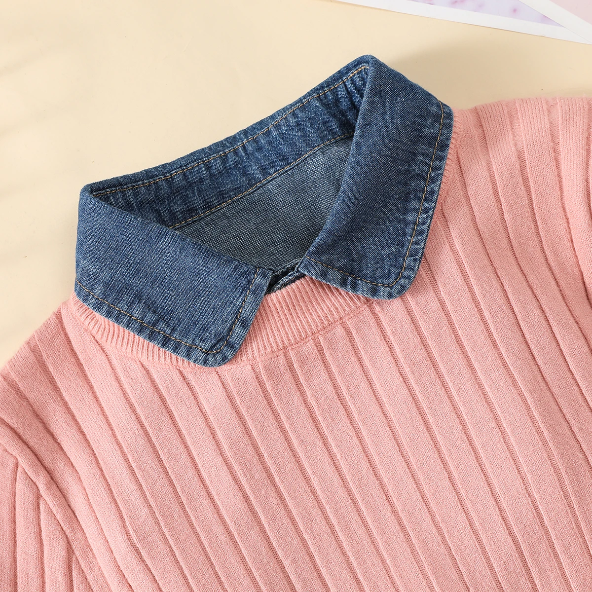 Damen-Kragen aus blau gewaschenem Denim mit spitzem Kragen, professioneller, lässiger, vielseitiger Dekorationskragen im halben Hemdstil – Detail 12
