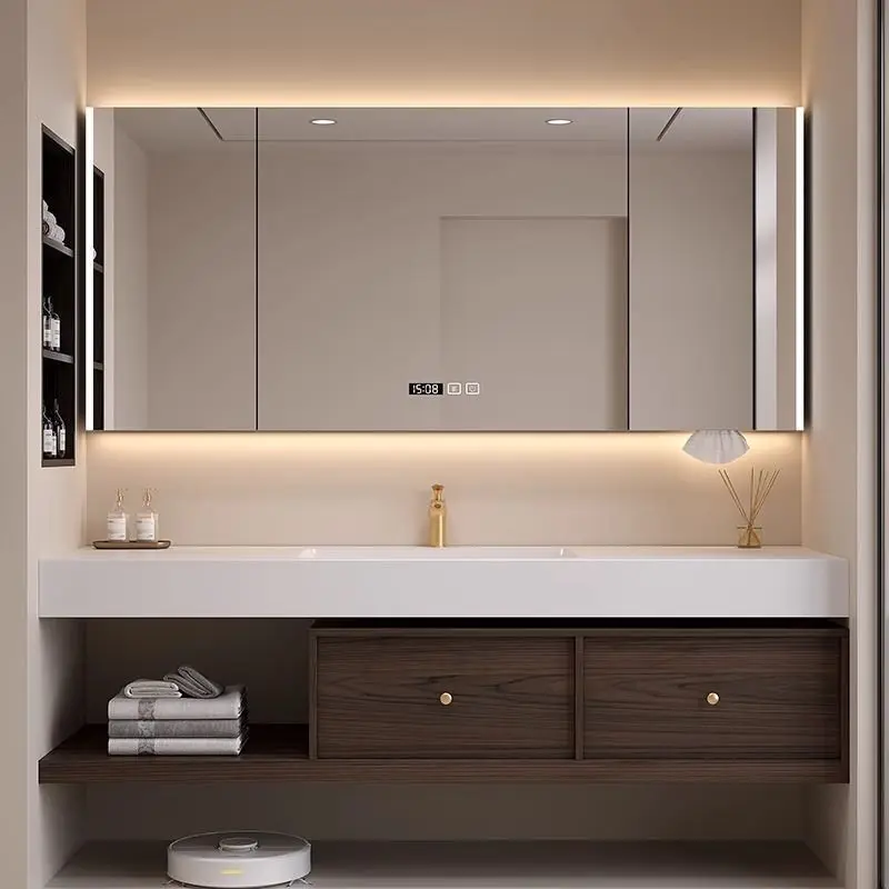 Medium-sized intelligent slate hot bending integrated basin bathroom cabinet combination washbasin toilet intelligent hand