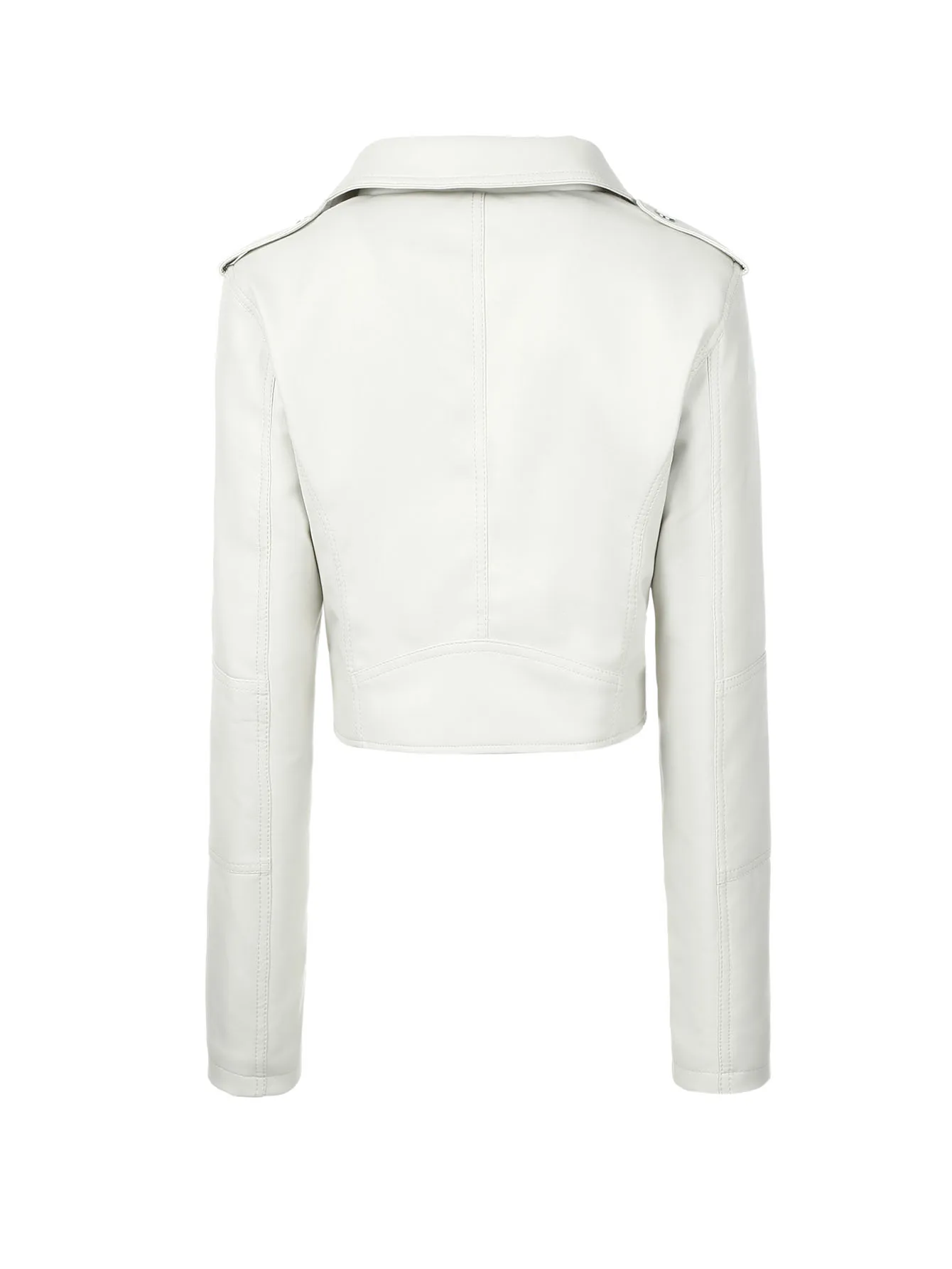 ​ ​   Giacca da motociclista in PU con cintura regolabile da donna: cucitura posteriore slim fit e accenti argento |     2 tasche |     Marrone/Nero/Bianco |     3 stagioni ​ ​