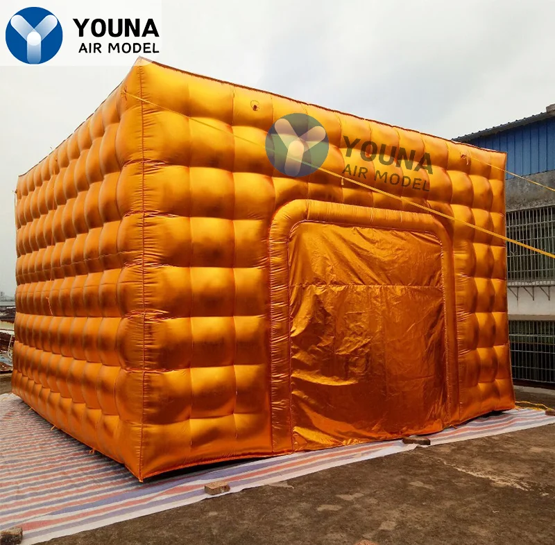 

Inflatable cube tent, marquee square, gold, for exhibition and advertisement