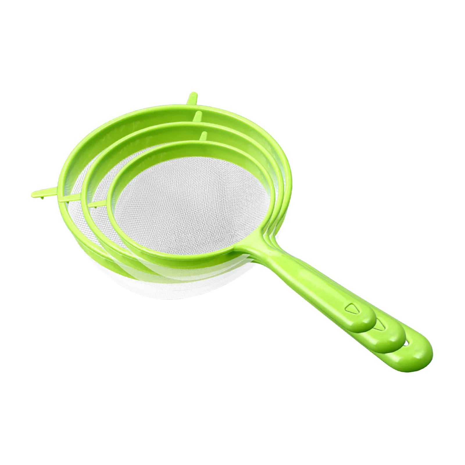 3 pz/set plastica Fine Mesh Scoop colino colino setaccio per farina con manico succo di tè colino strumento utensili da cucina accessori