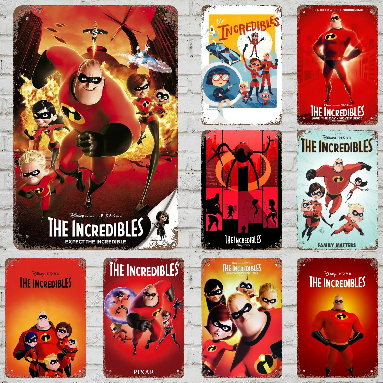 

MINISO The Incredibles Retro Vintage Tin Sign Poster Decorative Plaque Metal Plate Wall Decor