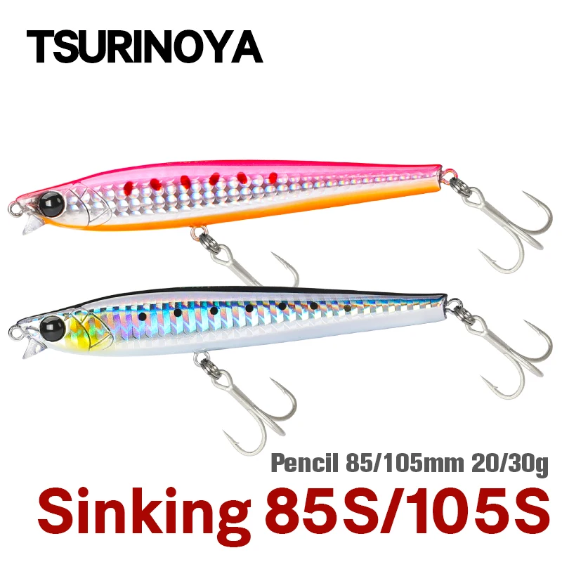 TSURINOYA Short Lip Sinking Pencil AIRAZOR 85S 105S Ultra Long Casting Fishing Lure 85mm 20g 105mm 30g Saltwater Catlassfis Bait