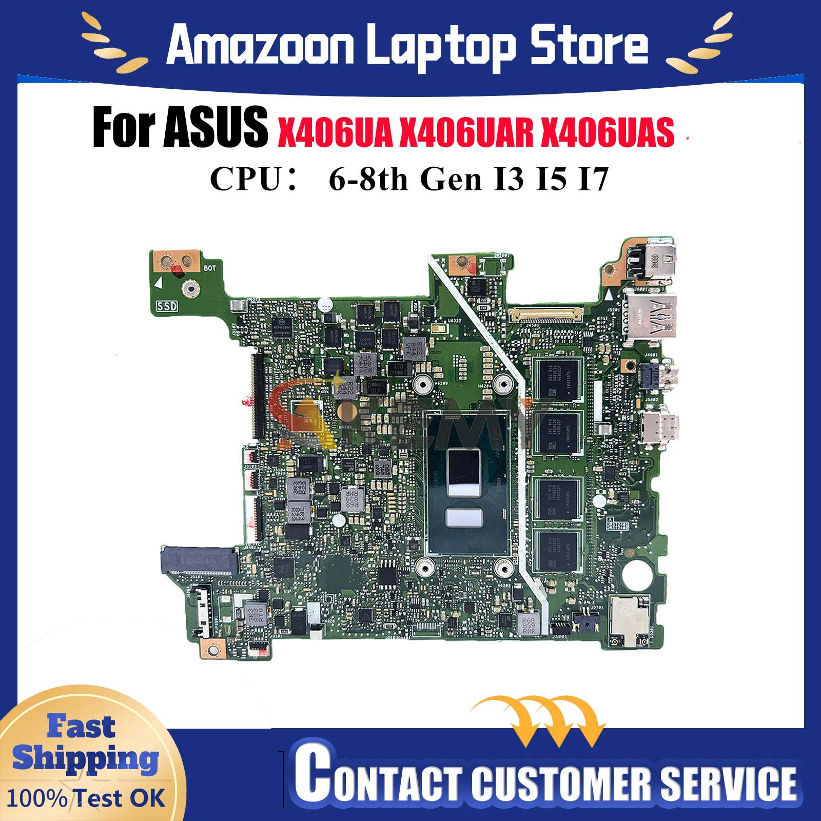

X406UA Laptop Motherboard For ASUS VivoBook X406UAS K406U S406U X406UA X406UAR X406U V406U Mainboard With I3 I5 I7 CPU tests OK