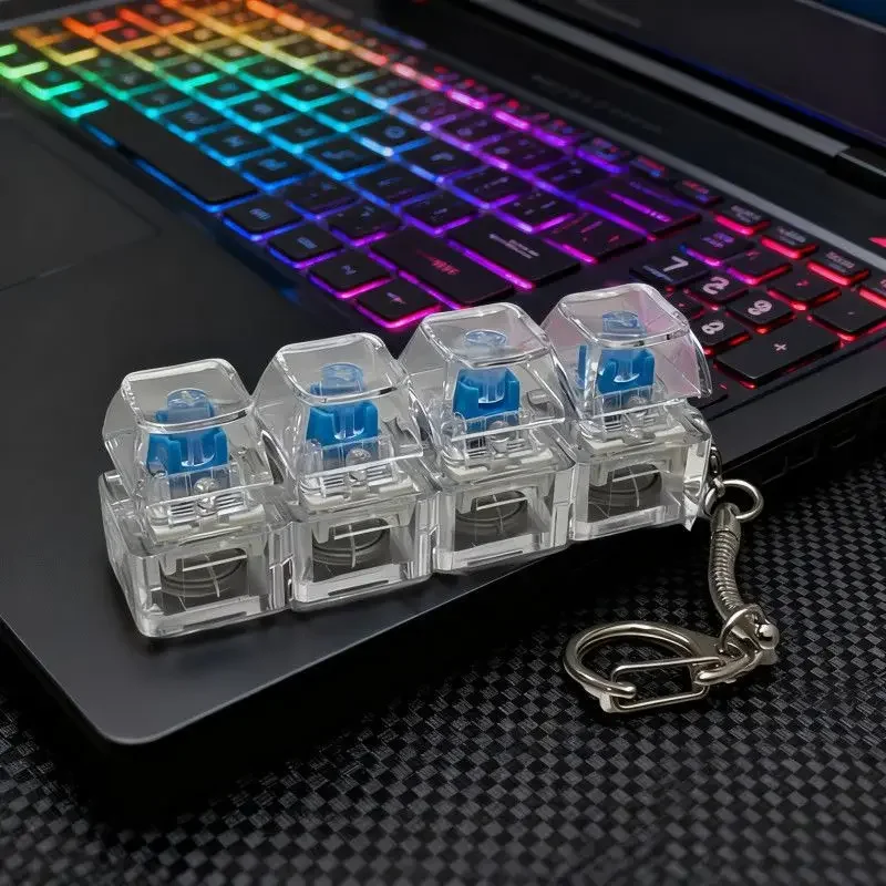 Crystal keycap keychain stress relief fingertip tool 1-10 PCS keyboard Fidget toy LED stress relief toy clicker Fidget toy