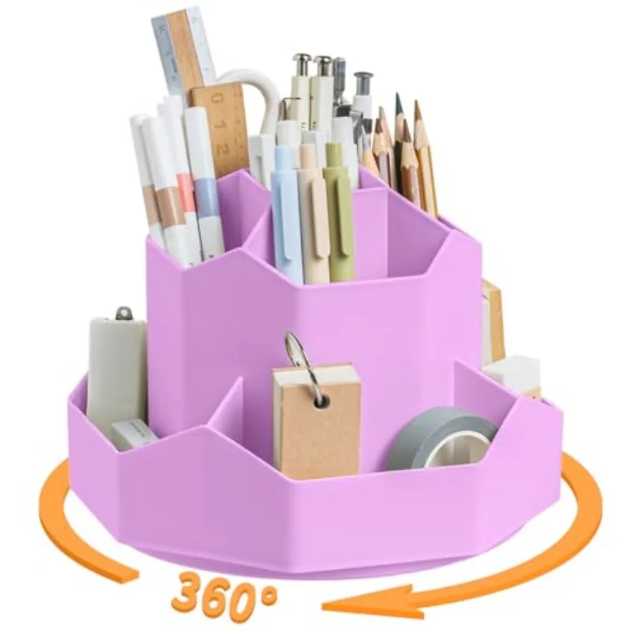 Rotating Pencil Pen Holder 9 Slots Desk Organizer