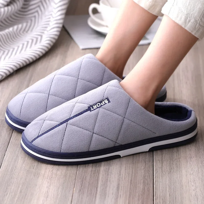 Big Size 47 48 49 50 Men Home Slippers Autumn Winter Warm Plush Slides Large Size Bedroom Casual Plush Shoe House Non-Slip Flats