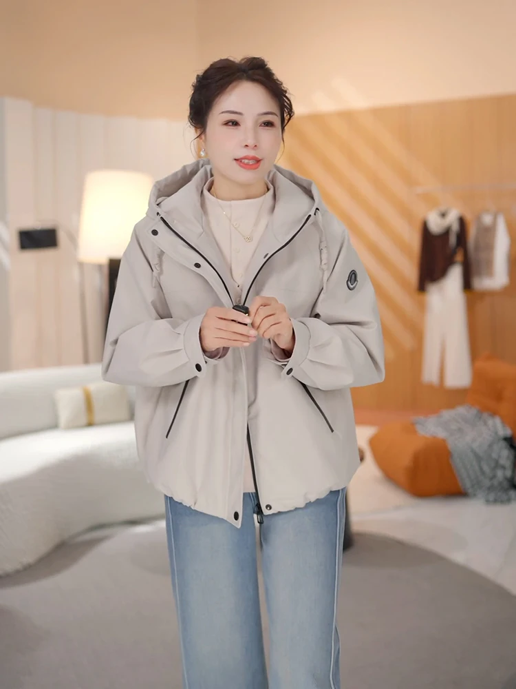 

Lightweight Cotton Jaet Hooded Ladies Casual Loose ort Sle Spring Autumn Faionable Polyester Fiber Filled Zipper Closure