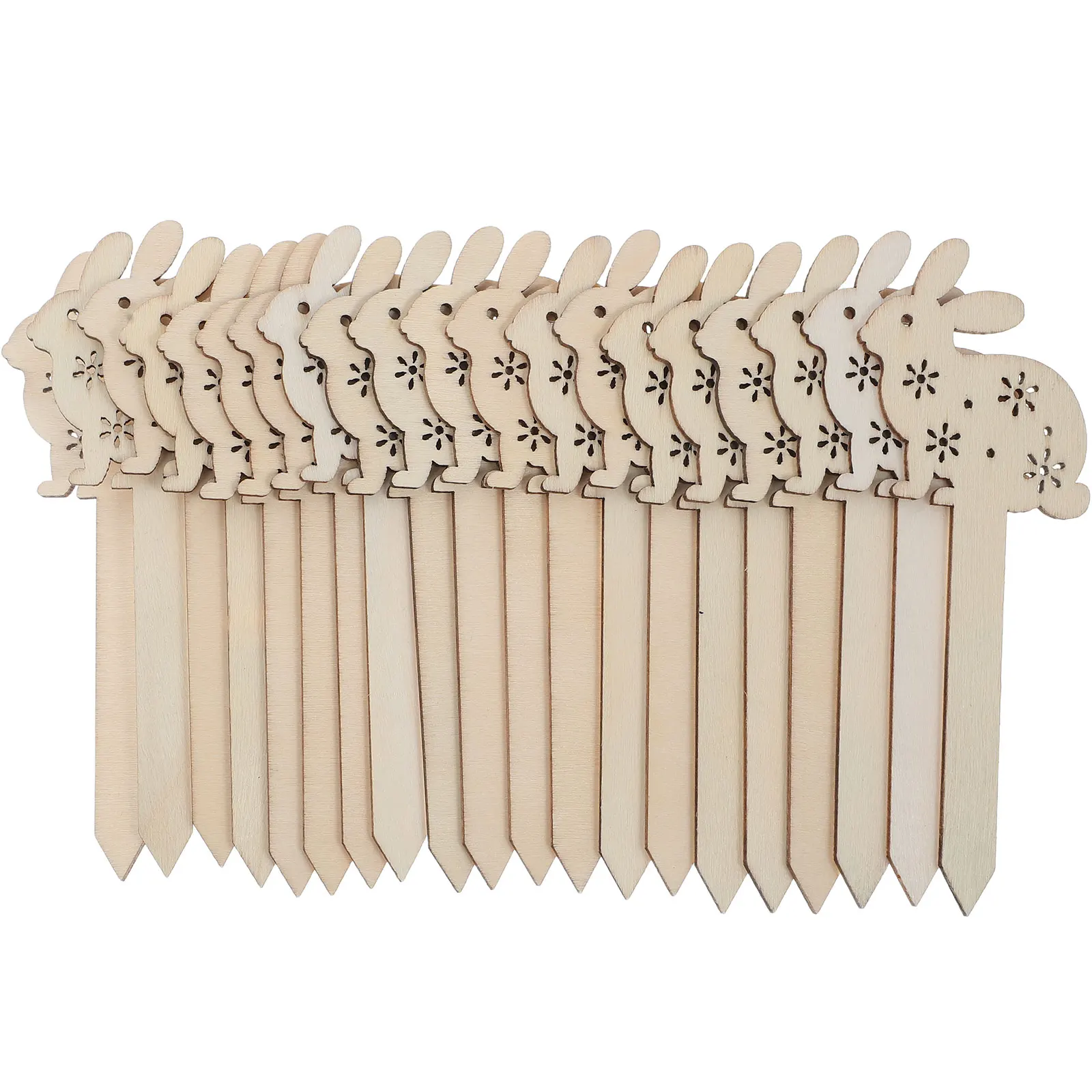 20Pcs Blank Wooden Easter Rabbit Bookmarks Unfinished DIY Craft Kit Decorative Bunny Markers for Readers Home Office Decor Bulk