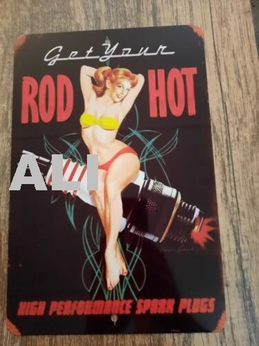 Get Your Rod Hot Spark Plugs Vintage Ad 8x12 Metal Wall Sign sign