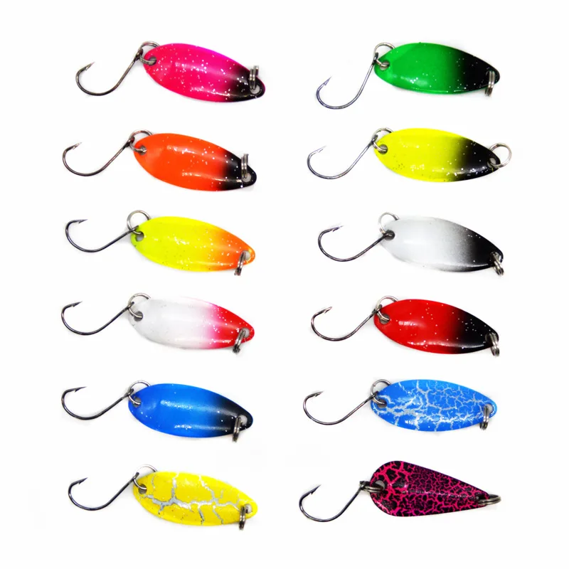 

Fishing Lure Spoons 3g Colorful Single Hook Metal Jigs Sequins Artificial Lures Hard Bait Lot 12 Pieces SALE