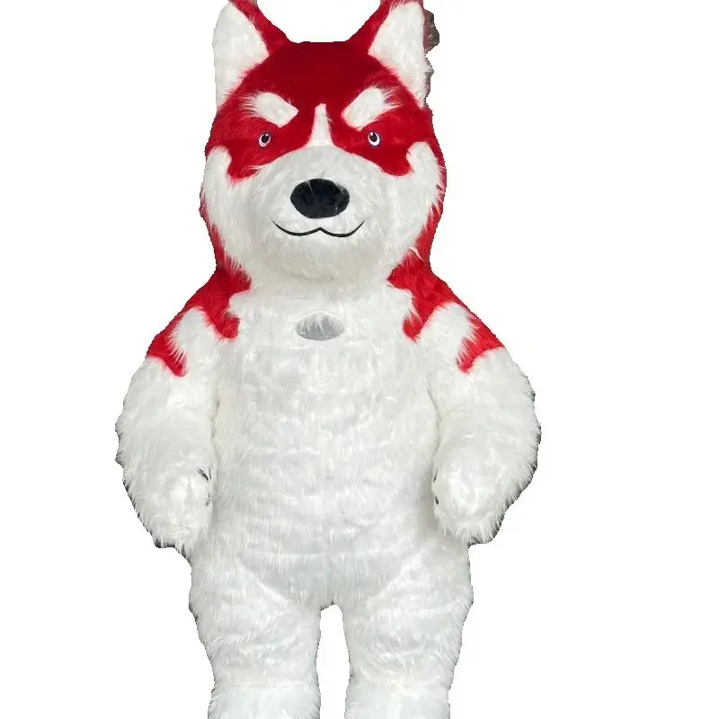 

Надувной плюшевый костюм-маскот собаки хаски для взрослых, полноразмерный, для Хэллоуина, Рождества, маскарада, размеры для взрослых