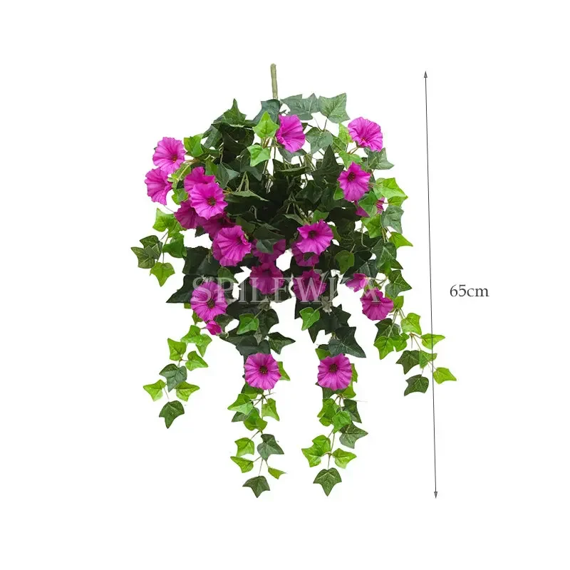 Artificial Silk Flowers for Table Decoration, Fake Vine, Petunia Rattans for Wedding, Home Party, DIY Table Hanging Basket Decor