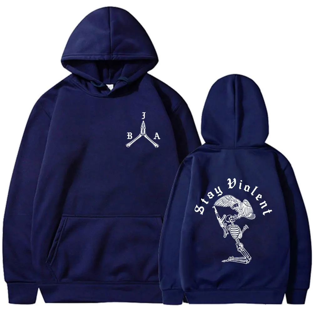 Stay Violent Brothers in Arms Skeleton Printed Hoodies Men's Women Clothing Fashion Sweatshirt Oversized Long Sleeve Pullovers - view 4
